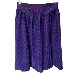 Vintage 80's Laura Henson Midi Skirt Womens 6 Purple Geometric‎ Houndstooth